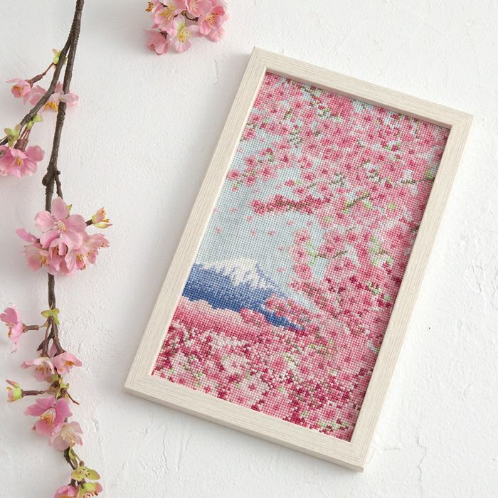 〈桜と富士山〉クロスステッチフレーム　ホビーラホビーレ