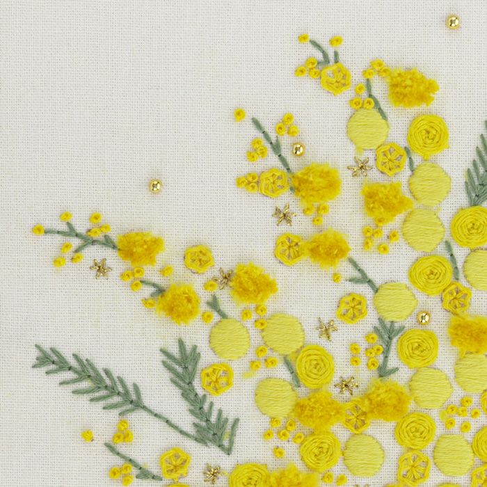 ステッチフレーム＜ミモザの花束＞ | リバティ 生地、編み物