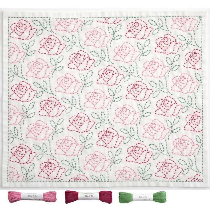 刺し子 薔薇セット | リバティ 生地、編み物、刺繍、刺し子の 刺し子 薔薇セット | リバティ 生地、編み物、刺繍、刺し子の
