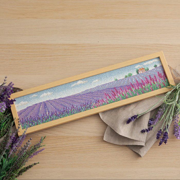 クロスステッチフレーム＜ラベンダー畑より＞ | リバティ 生地、編み物