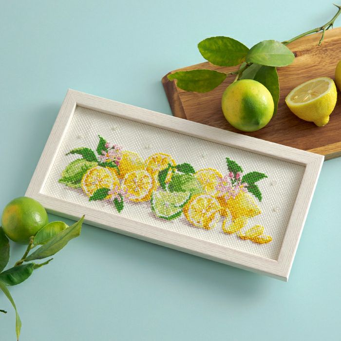 クロスステッチフレーム＜Lemons＞ | リバティ 生地、編み物、刺繍