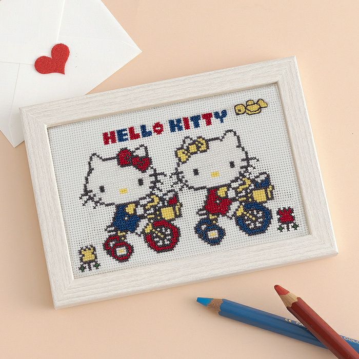 クロスステッチミニフレーム＜Hello Kitty & Hello Mimmy＞ | リバティ 