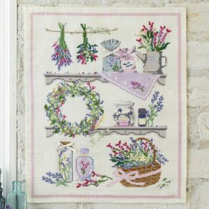 【完成品】クロスステッチタペストリー＜ラベンダー＞