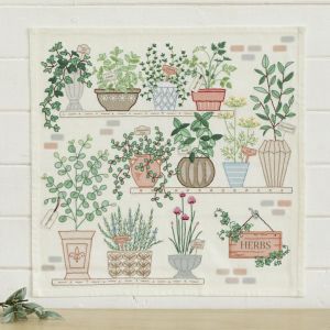 【完成品】ステッチクロス＜ハーブポット＞