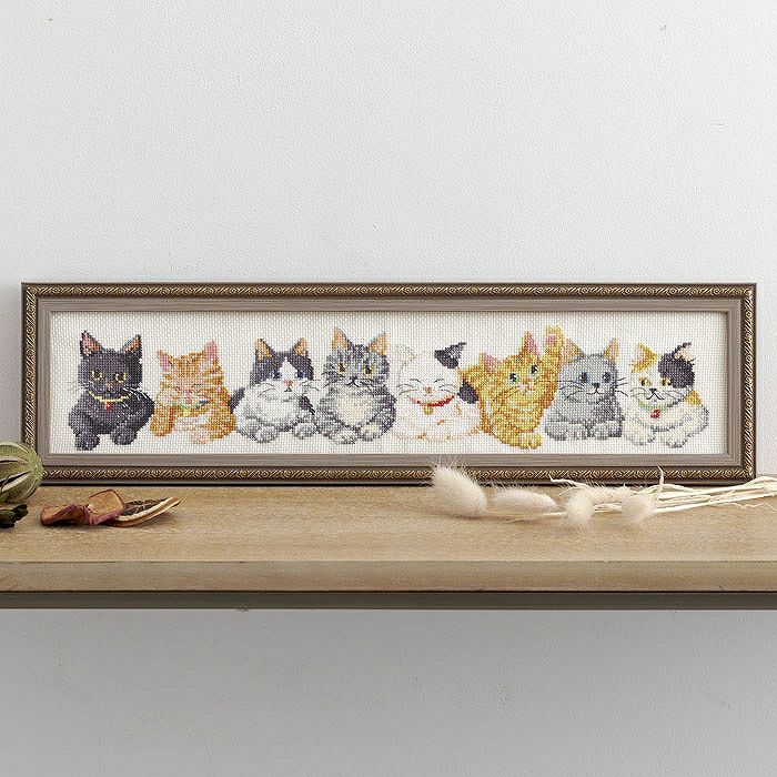 クロスステッチフレーム＜招き猫ならび＞ | リバティ 生地、編み物