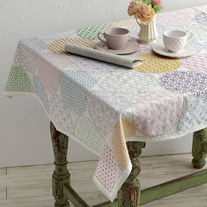 刺し子のテーブルセンター＜カラフル＞ | リバティ 生地、編み物、刺繍