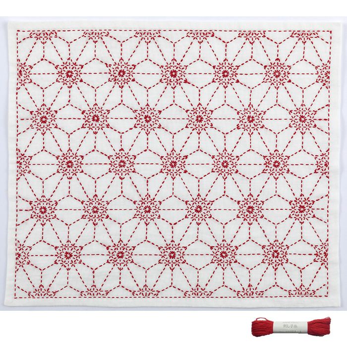 刺し子のテーブルセンター＜やさしい色の四角模様＞ | リバティ 生地