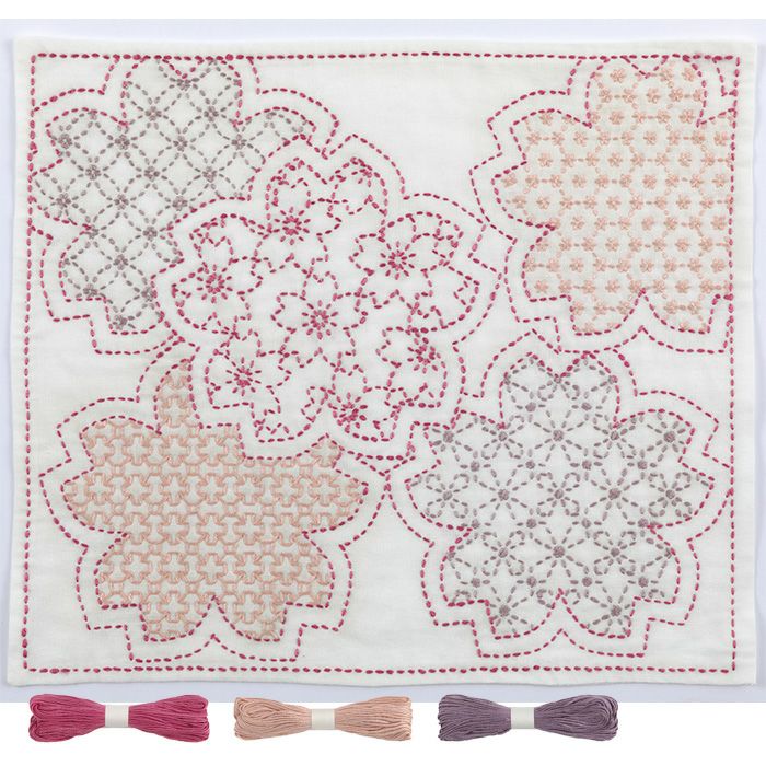 刺し子 寄せ模様＜桜＞2 セット | リバティ 生地、編み物、刺繍、刺し子のことなら ホビーラホビーレ