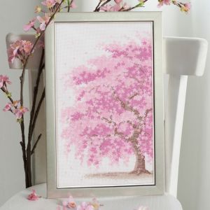 クロスステッチフレーム＜春風のしだれ桜＞