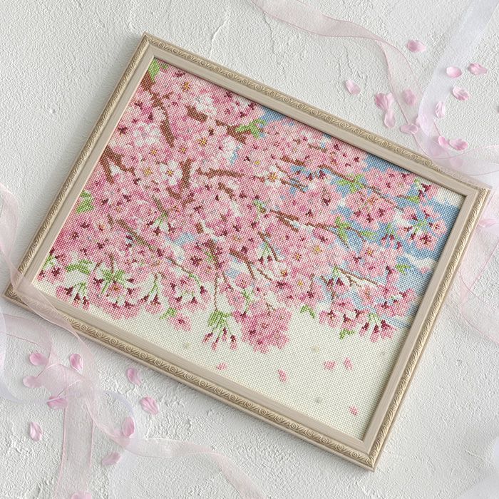 クロスステッチフレーム＜さくら便り＞ | リバティ 生地、編み物、刺繍 