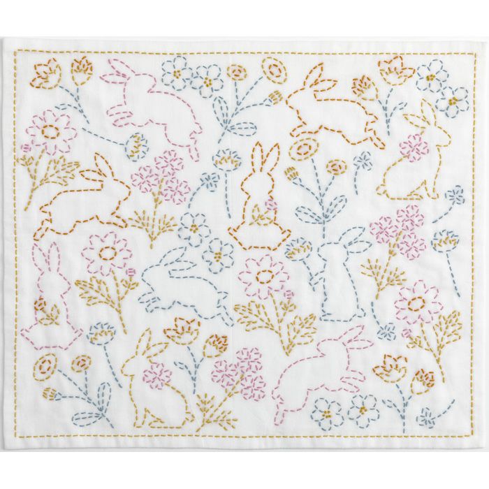 刺し子 うさぎと花 | リバティ 生地、編み物、刺繍、刺し子のことなら