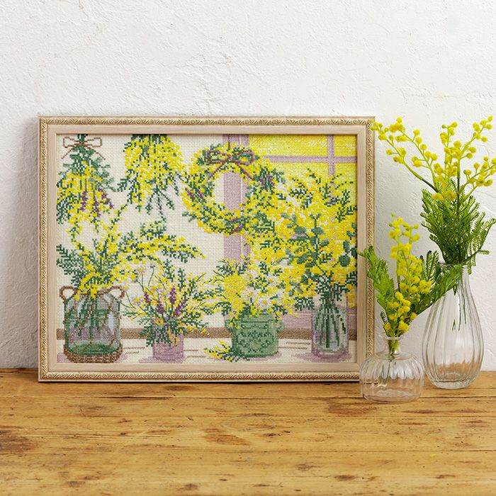 クロスステッチフレーム＜憧れのお庭から＞ | リバティ 生地、編み物
