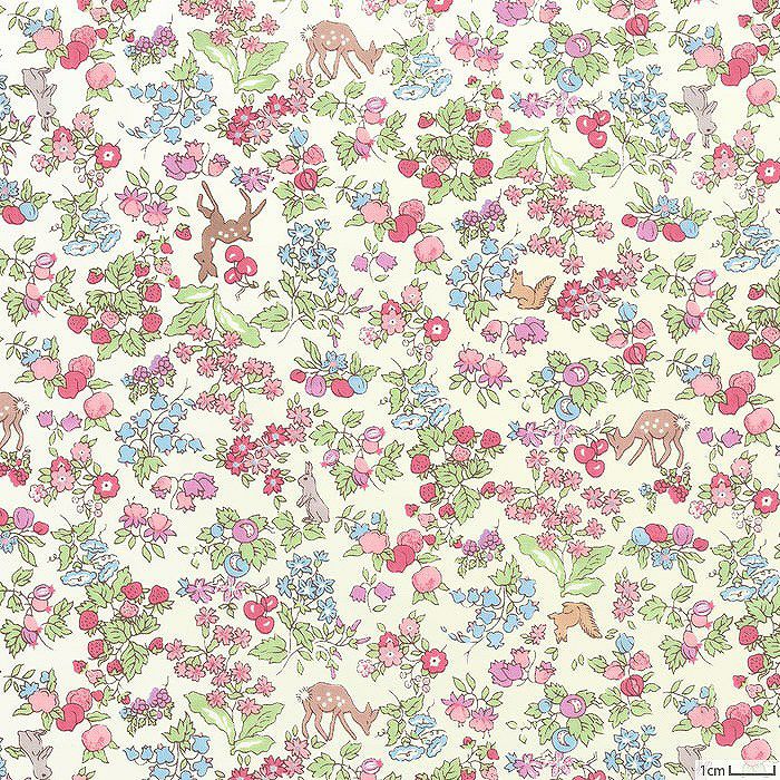 リバティプリント カーライン・ローズ＜06GR＞生地 （ホビーラホビーレ