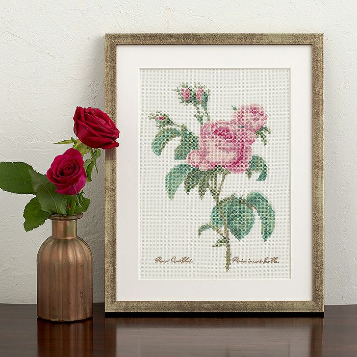 クロスステッチフレーム＜コスモスリース＞ | リバティ 生地、編み物