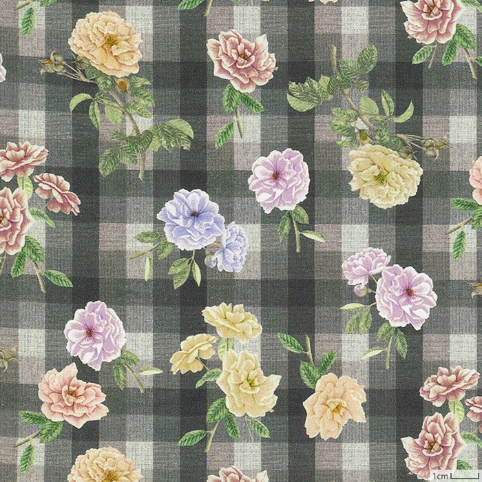 リバティプリント カーライン・ローズ＜06GR＞生地 （ホビーラホビーレ