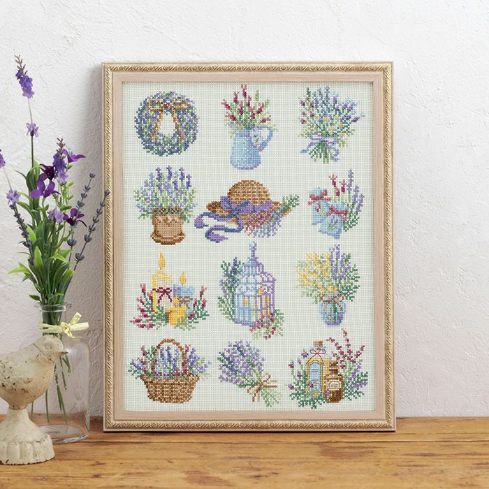 クロスステッチフレーム＜ラベンダーのある暮らし＞2 | リバティ 生地