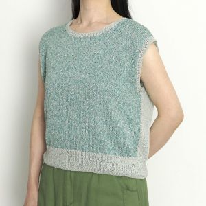 シャイニーベスト＜ワウ2425G＋コットンFF07LB＞（編み物 材料セット）