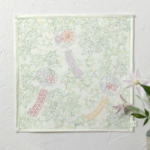 刺し子のクロス＜風鈴と青紅葉＞
