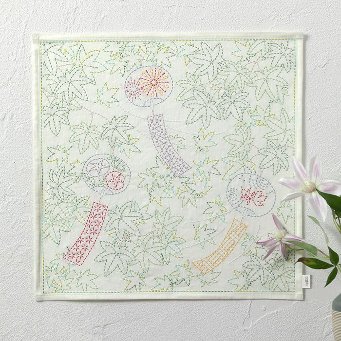 刺し子のクロス＜風鈴と青紅葉＞ | リバティ 生地、編み物、刺繍