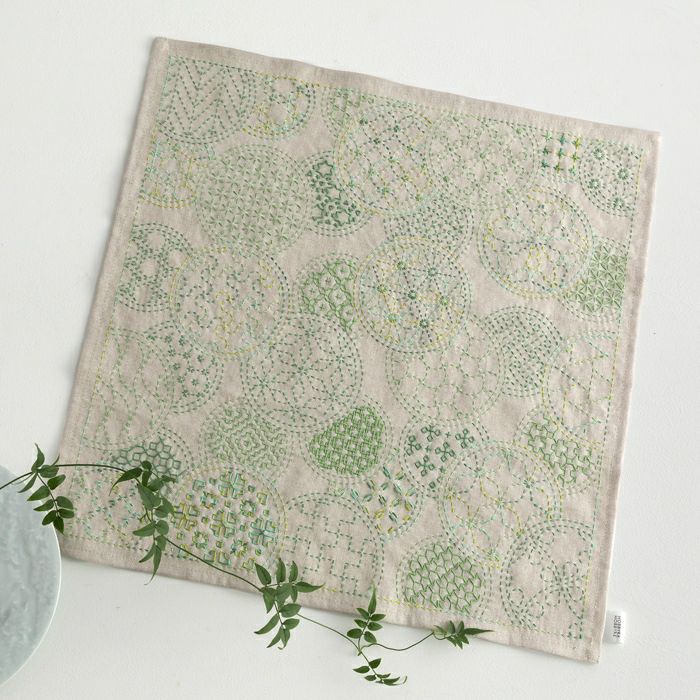 2/10予約】刺し子のマルチクロス＜寄せ模様サークル ナチュラル