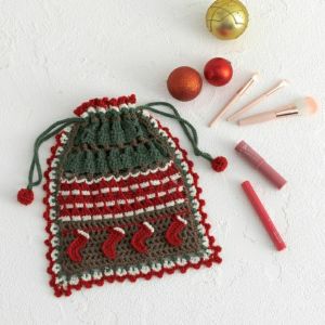 【完成品】クリスマスポーチ＜ウールキュートA＞