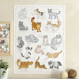 【完成品】ステッチクロス＜ねこ図鑑＞