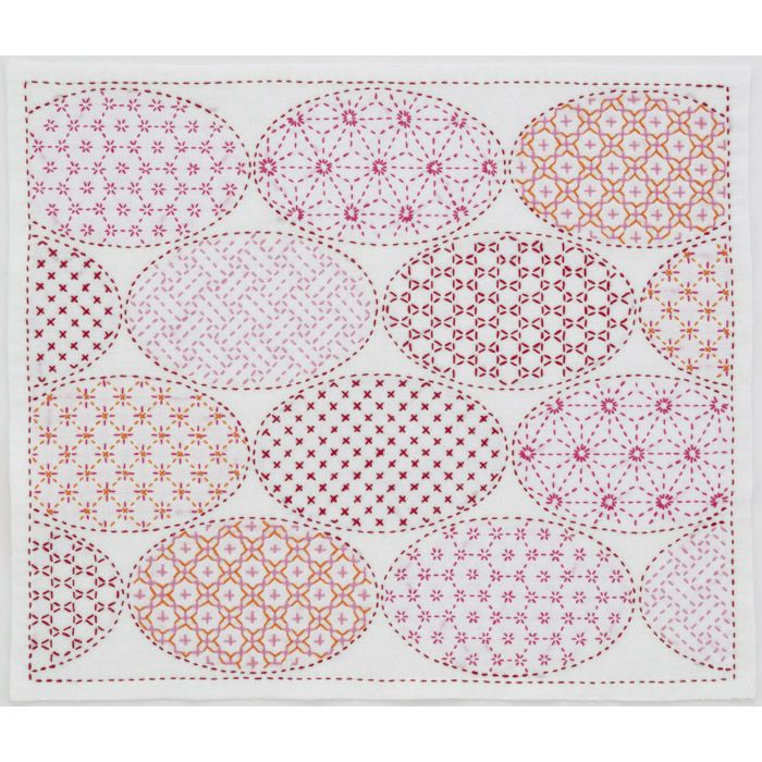 刺し子のクロス〈亀甲模様〉完成品　ホビーラホビーレ 刺し子 寄せ模様＜亀甲＞2 セット | リバティ 生地、編み物