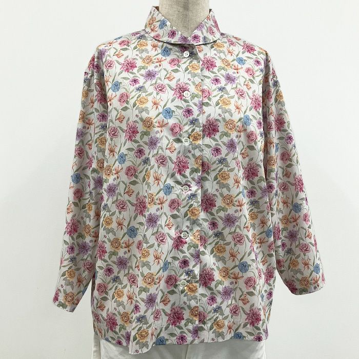 リバティプリント プチカラーシャツ（ショールカラー七分袖）＜Mサイズ