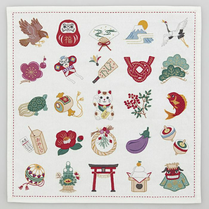 ホビーラホビーレ　ステッチ刺繍「お正月」完成品 招福万来の願いを込めたお正月手芸キットの新作がホビーラホビーレに