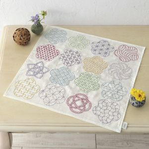 刺し子のマルチクロス＜花模様＞ | リバティ 生地、編み物、刺繍