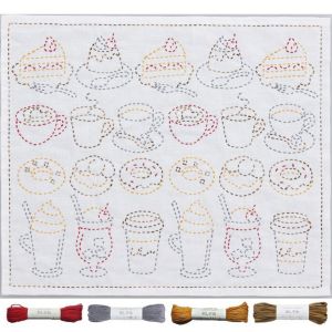 刺し子 カフェセット | リバティ 生地、編み物、刺繍、刺し子のこと
