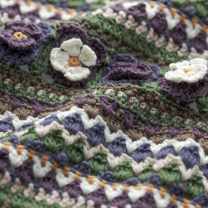 ビオラのボーダーブランケット（編み物 材料セット） | リバティ 生地