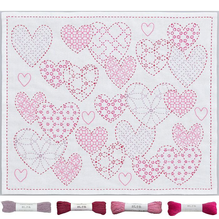 刺し子のテーブルセンター＜やさしい色の四角模様＞ | リバティ 生地