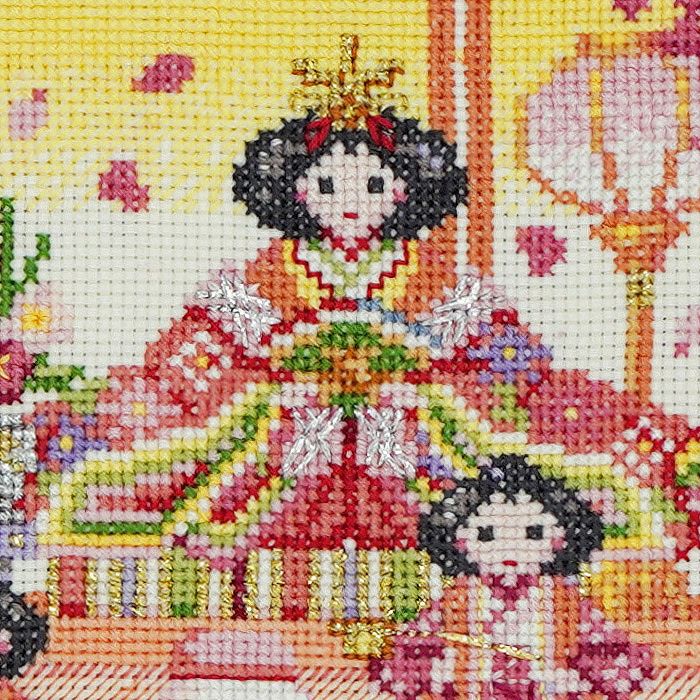 HOBBYRA HOBBYRE クロスステッチ 花桃リースのお雛様 クロスステッチフレーム＜花桃リースのお雛様＞ | リバティ 生地