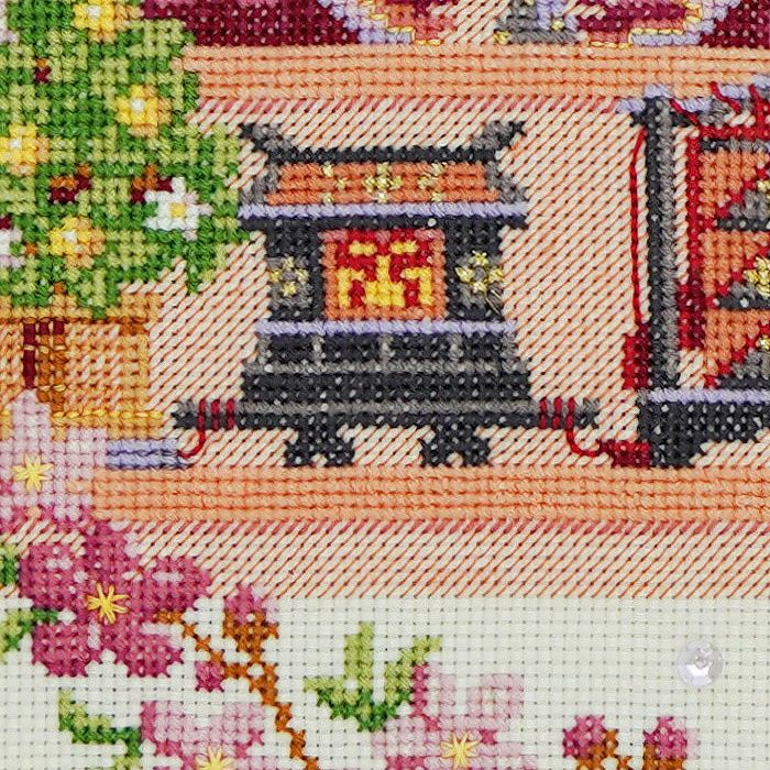 HOBBYRA HOBBYRE クロスステッチ 花桃リースのお雛様 クロスステッチフレーム＜花桃リースのお雛様＞ | リバティ 生地