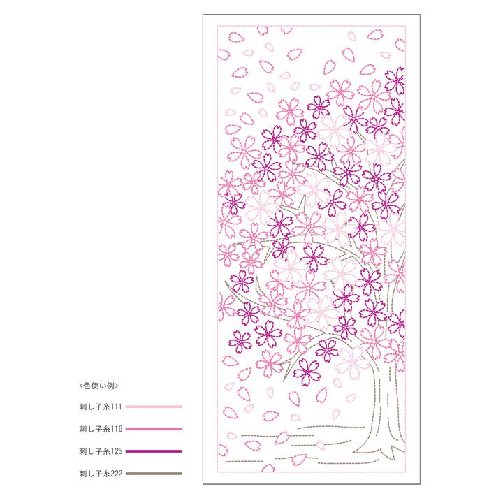 刺し子クロス 満開の桜 | リバティ 生地、編み物、刺繍、刺し子のこと