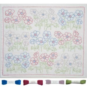 刺し子のクロス＜鶴と亀＞ | リバティ 生地、編み物、刺繍、刺し子の