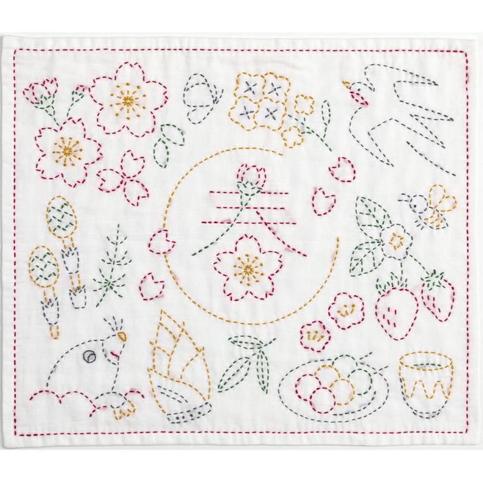 【ニー】白に赤が映えるロホリカンタ　刺し子　刺繍布　　フリンジ 刺し子 春 | リバティ 生地、編み物、刺繍、刺し子のことなら ホビーラ