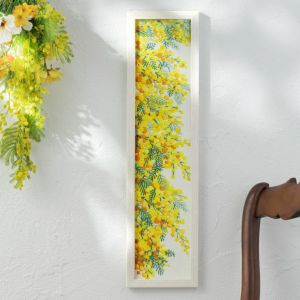 クロスステッチフレーム＜ミモザのリース＞ | リバティ 生地、編み物