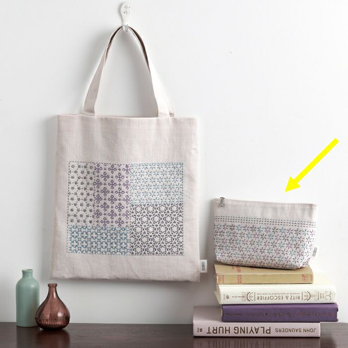 刺し子のテーブルセンター＜やさしい色の四角模様＞ | リバティ 生地