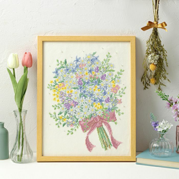 完成品】クロスステッチフレーム＜ツリーと暖炉のあるお部屋